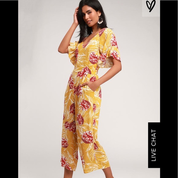 Lulus Pants - Sale❤️ Garden’s Glory Mustard Yellow Jumpsuit